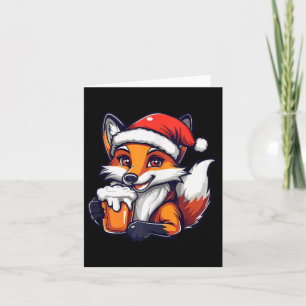 Funny Christmas Fox With Beer Comic Card