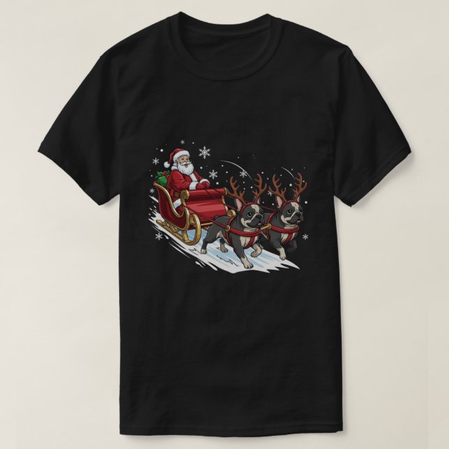 Funny Christmas French Bulldog Dogs Lover Xmas T-Shirt (Design Front)