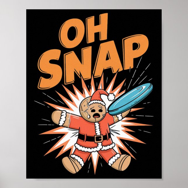 Funny Christmas Frisbee Golfing Gingerbread Disc G Poster (Front)