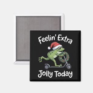 Funny Christmas Frog Feeling Extra Jolly Today Magnet