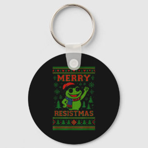 Funny Christmas Frog Meme Resistmas Holiday Humor  Key Ring