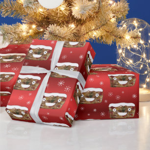 Funny Christmas Fruitcake Pattern Red Wrapping Paper