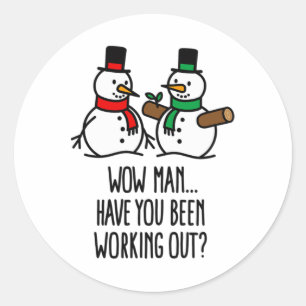 Funny Christmas Funny Gym Bodybuilding Workout Sno Classic Round Sticker