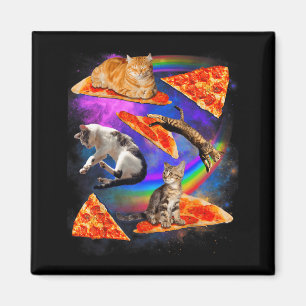 Funny Christmas Galaxy Cat In Space Cat Riding Zza Magnet