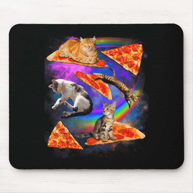 Funny Christmas Galaxy Cat In Space Cat Riding Zza Mouse Pad (Front)