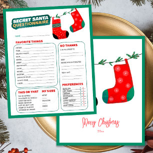 Funny Christmas Game Secret Santa Questionnaire