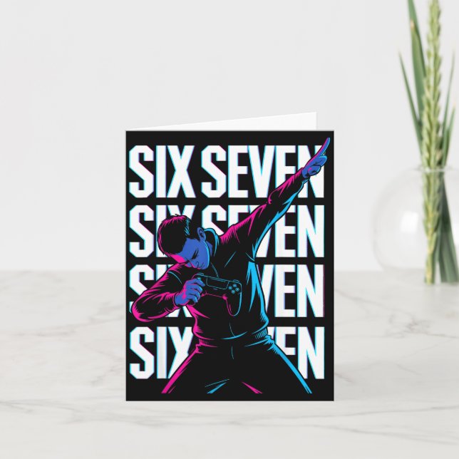 Funny Christmas Gamer Dabbing Xmas Dab Six Seven 6 Card (Front)
