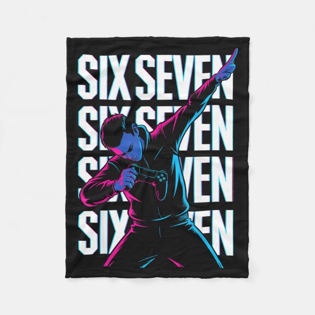 Funny Christmas Gamer Dabbing Xmas Dab Six Seven 6 Fleece Blanket (Front)