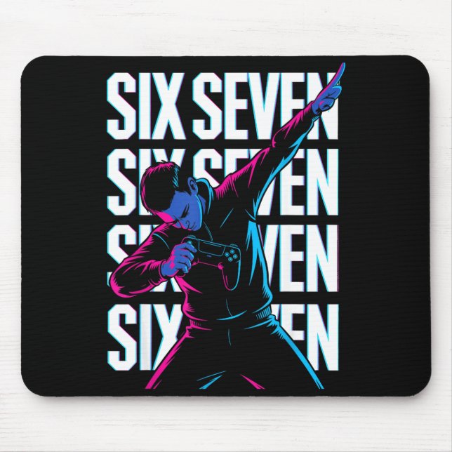 Funny Christmas Gamer Dabbing Xmas Dab Six Seven 6 Mouse Pad (Front)