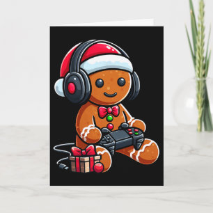 Funny Christmas Gamer Gingerbread Xmas Gaming Men Card