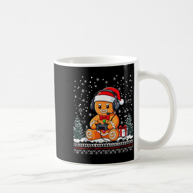 Funny Christmas Gamer Gingerbread Xmas Gaming Men  Coffee Mug (Right)