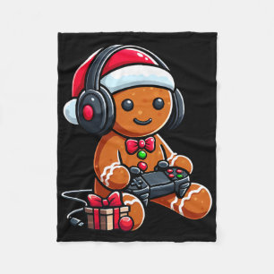 Funny Christmas Gamer Gingerbread Xmas Gaming Men Fleece Blanket