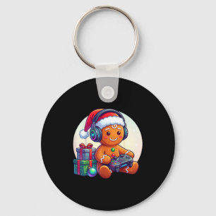 Funny Christmas Gamer Gingerbread Xmas Gaming Men  Key Ring