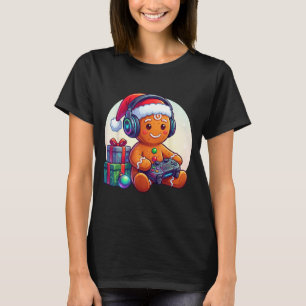Funny Christmas Gamer Gingerbread Xmas Gaming Men  T-Shirt