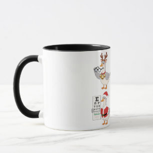 Funny Christmas Geese Eye Chart Optometry Santa Mug