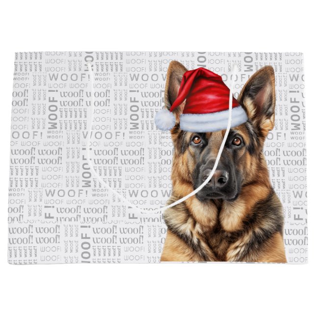 Funny Christmas German Shepherd Dog Lover Large Gift Bag (Front)