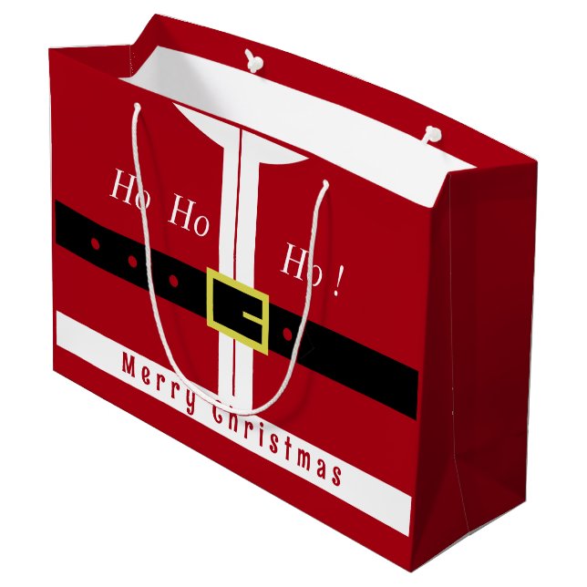 Funny Christmas Gift Bag with Santa Design (Back Angled)
