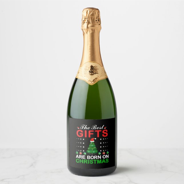 Funny Christmas Gift-Christmas Birthday Holiday Be Sparkling Wine Label (Front)