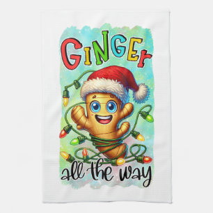 Funny Christmas ginger word art  Tea Towel