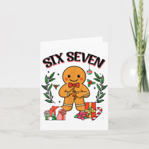 Funny Christmas Gingerbread 67 Six Seven Meme Hand Card