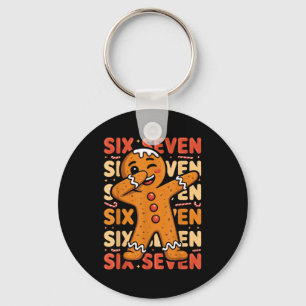 Funny Christmas Gingerbread Cookie Dab Six Seven 6 Key Ring