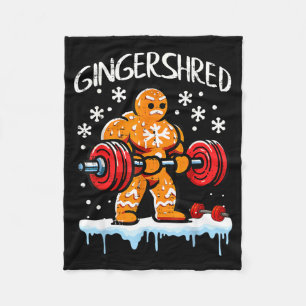 Funny Christmas Gingerbread Gingershred Gym Bodybu Fleece Blanket