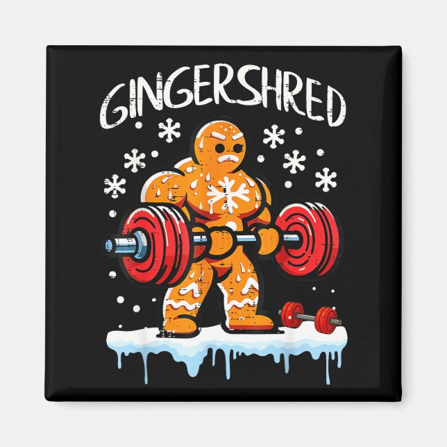 Funny Christmas Gingerbread Gingershred Gym Bodybu Magnet (Front)