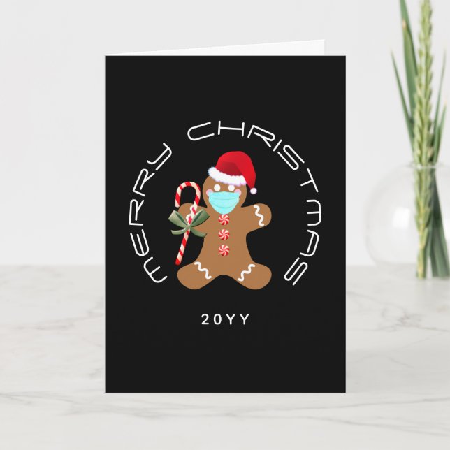 Funny Christmas Gingerbread Man Candy Family Name Card (Front)