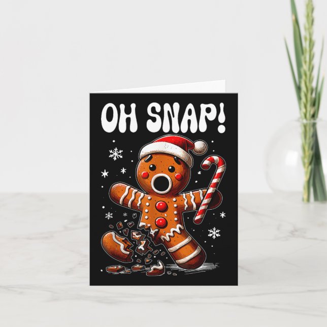 Funny Christmas Gingerbread Man Oh Snap Outfit Paj Card (Front)