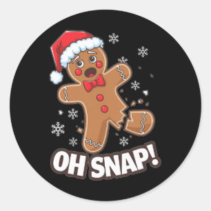 Funny Christmas Gingerbread Man Oh Snap Outfit Paj Classic Round Sticker