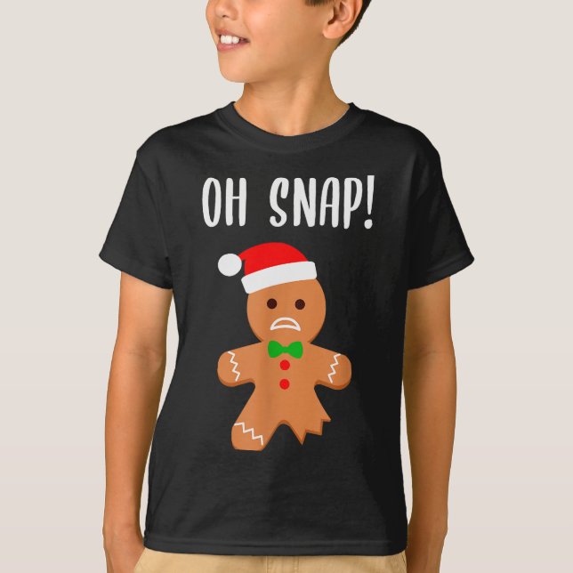 Funny Christmas Gingerbread Man Oh Snap Outfit Paj T-Shirt (Front)