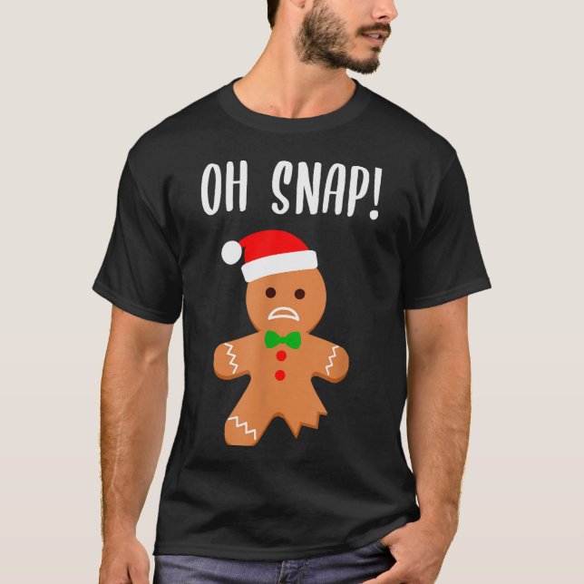 Funny Christmas Gingerbread Man Oh Snap Outfit Paj T-Shirt (Front)