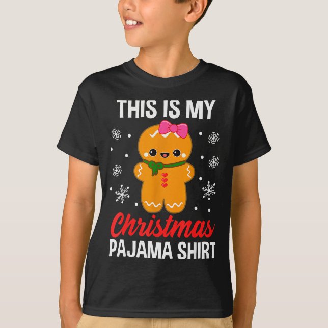 Funny Christmas Gingerbread Man Pajama Pj Outfit G T-Shirt (Front)