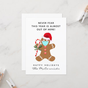 Funny Christmas Gingerbread Man Wearing Face Mask Card
