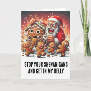 Funny Christmas: Gingerbread Men & Hangry Santa Card