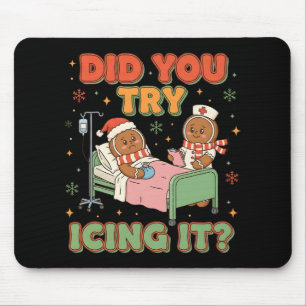 Funny Christmas Gingerbread Nurse Humor Mouse Pad
