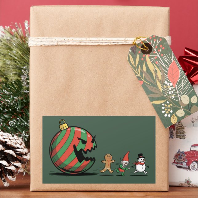 Funny Christmas Gingerbread Santa Holiday Party Rectangular Sticker (Holiday)