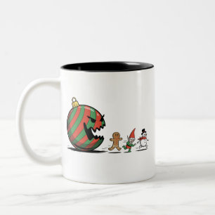Funny Christmas Gingerbread Santa Holiday Party Two-Tone Coffee Mug