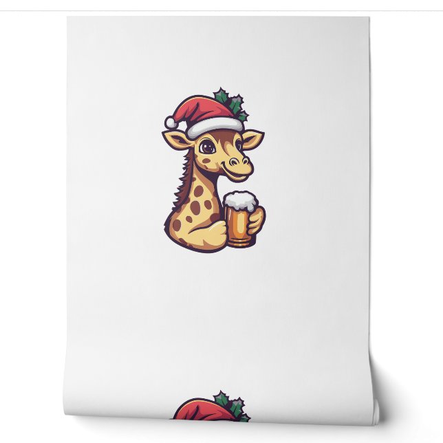 Funny Christmas Giraffe With Beer Comic   Wallpaper (Unrolling)