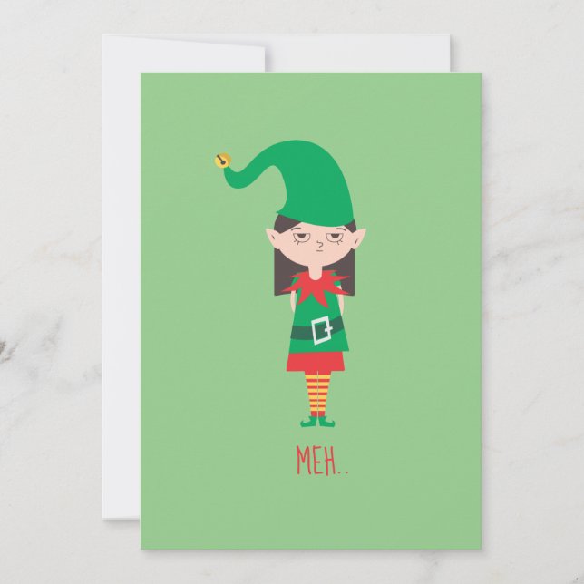 Funny Christmas Girl Elf Holiday Card (Front)