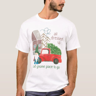 Funny Christmas Gnome and Red Truck T-Shirt
