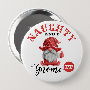 Funny Christmas Gnome Button