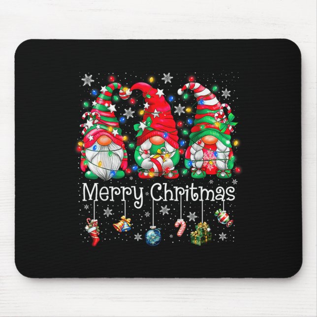 Funny Christmas Gnome Hanging With My Gnomies Fami Mouse Pad (Front)