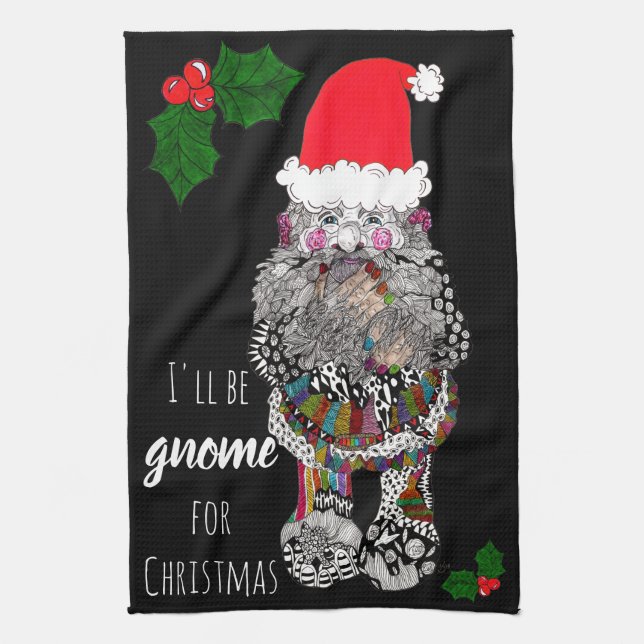 Funny Christmas Gnome Kitchen Towel (Vertical)