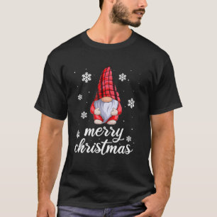 Funny Christmas Gnome Ts For Women, Santa Plaid Ki T-Shirt