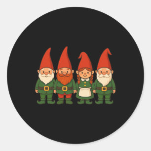 Funny Christmas Gnomes Dressed As Elves Classic Round Sticker