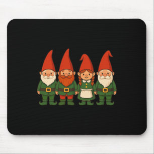 Funny Christmas Gnomes Dressed As Elves Mouse Pad