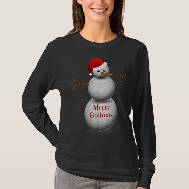 Funny Christmas Golf Merry Golfmas Golfing Tee (Front)
