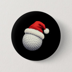 Funny Christmas Golf Santa Ball With Hat In Xmas 6 Cm Round Badge