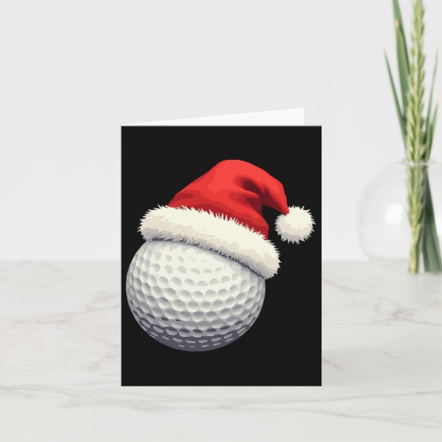 Funny Christmas Golf Santa Ball With Hat In Xmas  Card (Front)